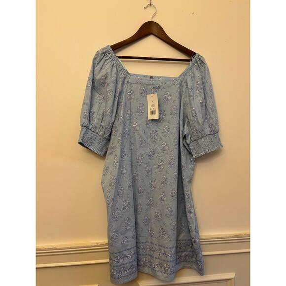 Crown & Ivy Blue Floral Smocked Puff Sleeve Dress – Women’s XL (New With Tags) - Picture 1 of 11